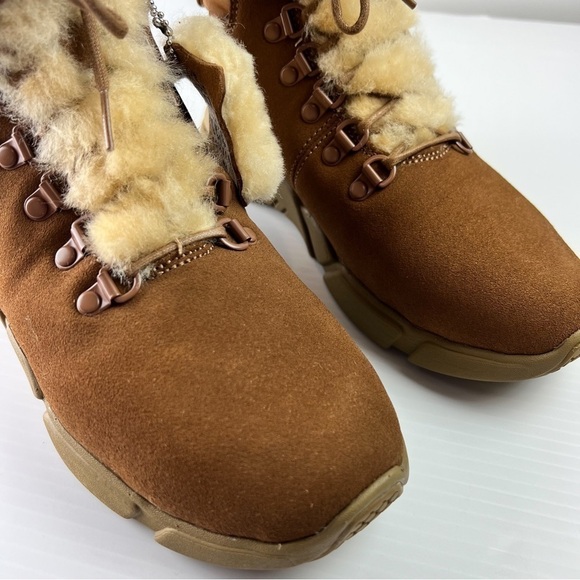 Mark Nason Boots women 6.5 Brown Block Chalet Sheep Shearling Memory Foam Winter - Picture 3 of 13